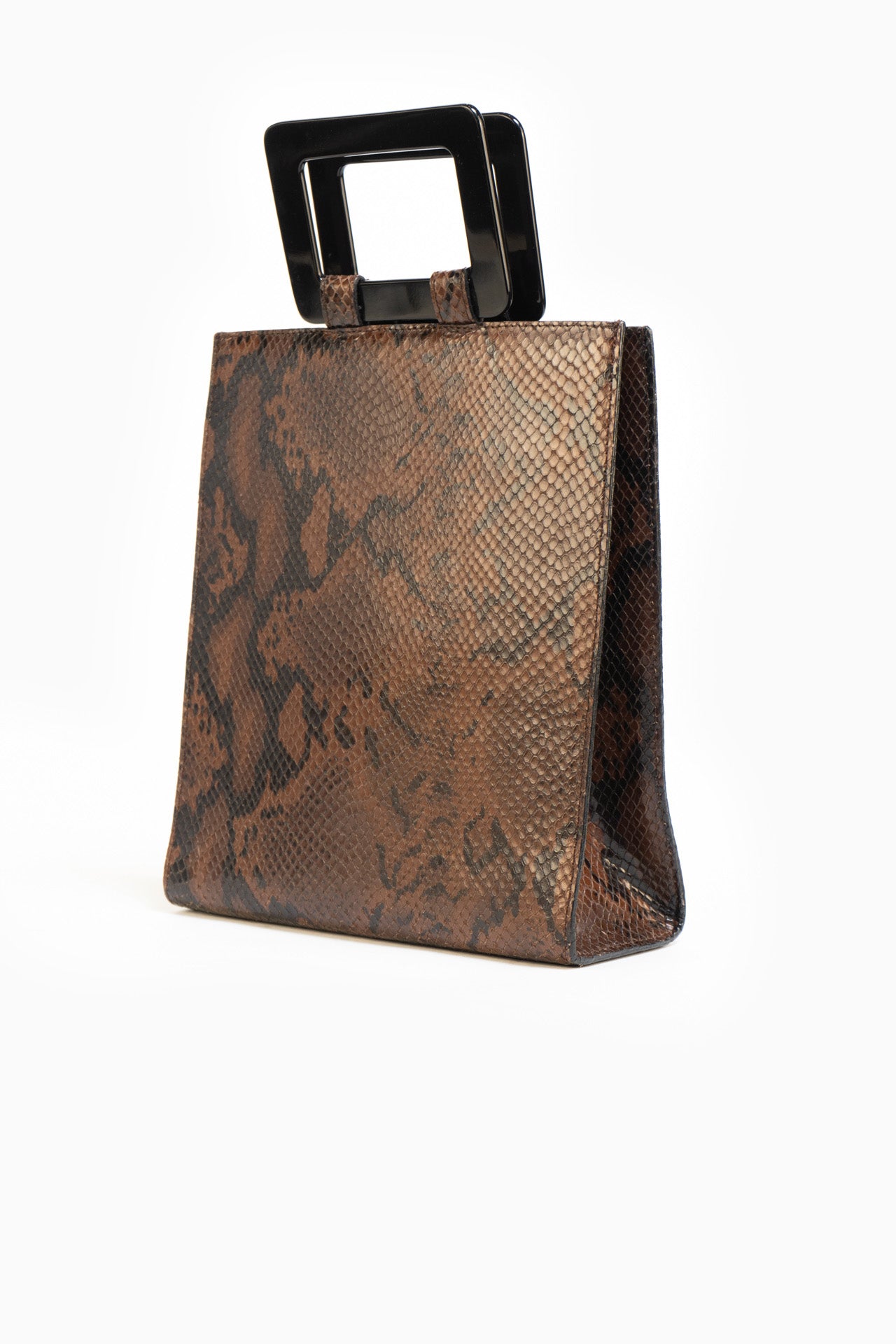 Saint Laurent Vintage Snake Print Handbag In Brown