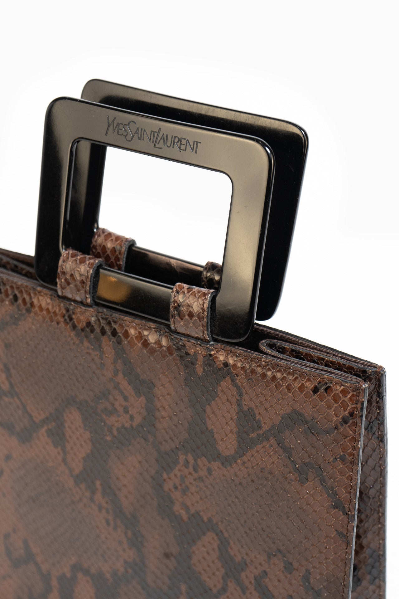 Saint Laurent Vintage Snake Print Handbag In Brown