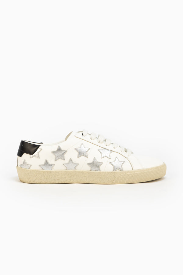 Saint Laurent Court Classic Star-Embroidered Sneakers- Size 38,5