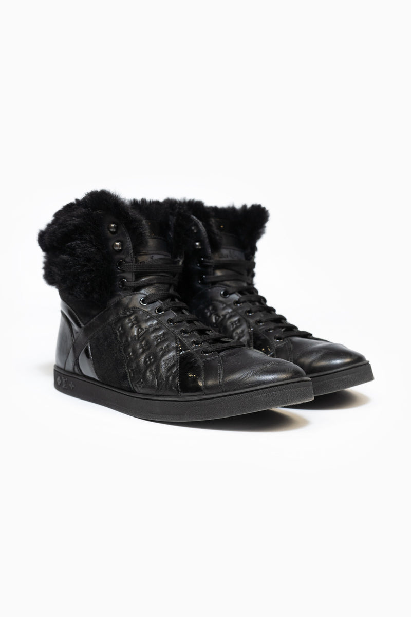 Louis Vuitton Fur Boots In Black- Size 39