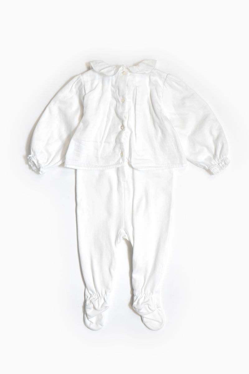 Baby Dior Babygrow In White And Gold