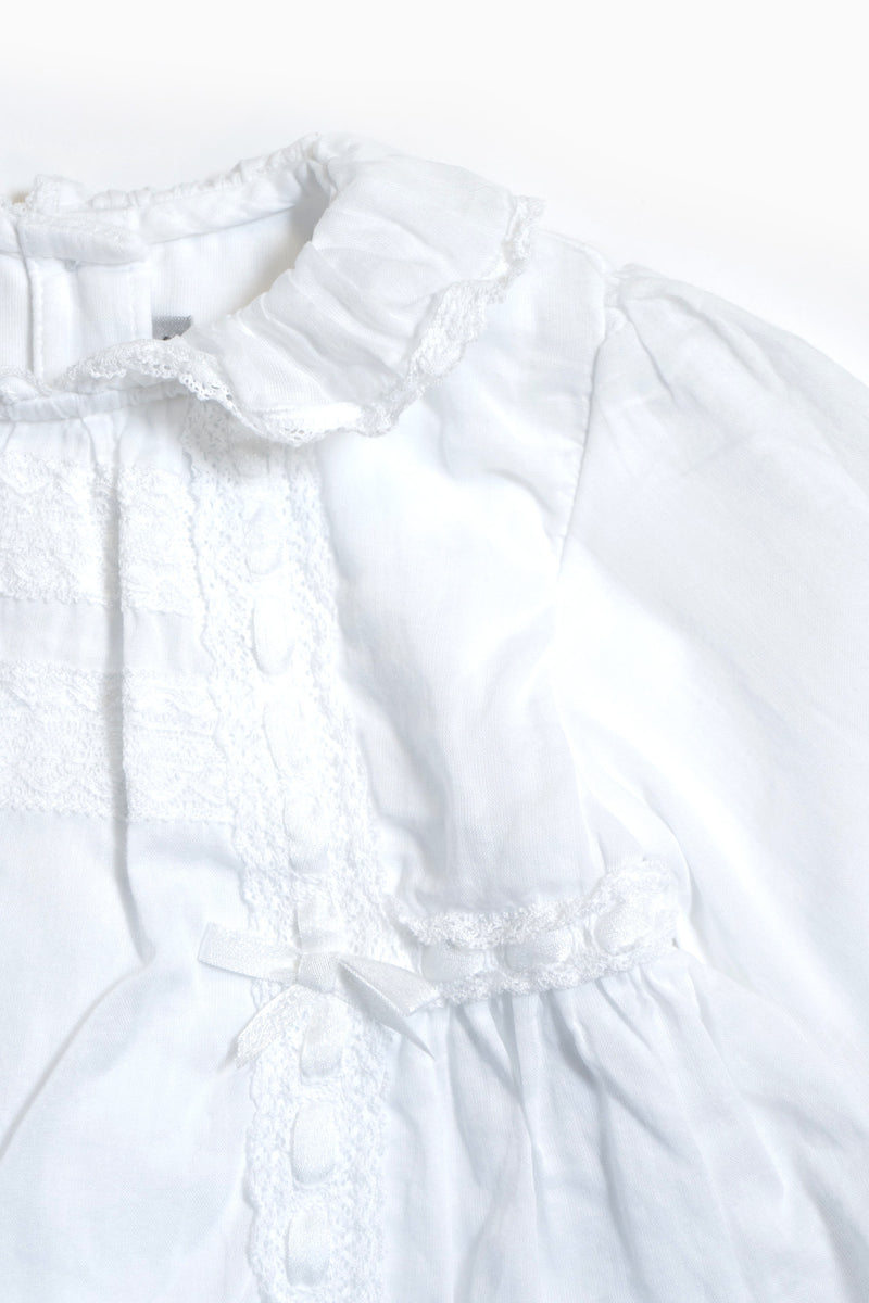 Baby Dior Babygrow White With Collar And Lace