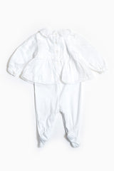 Baby Dior Babygrow White With Collar And Lace