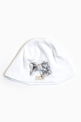Baby Dior Babygrow In White With Beanie