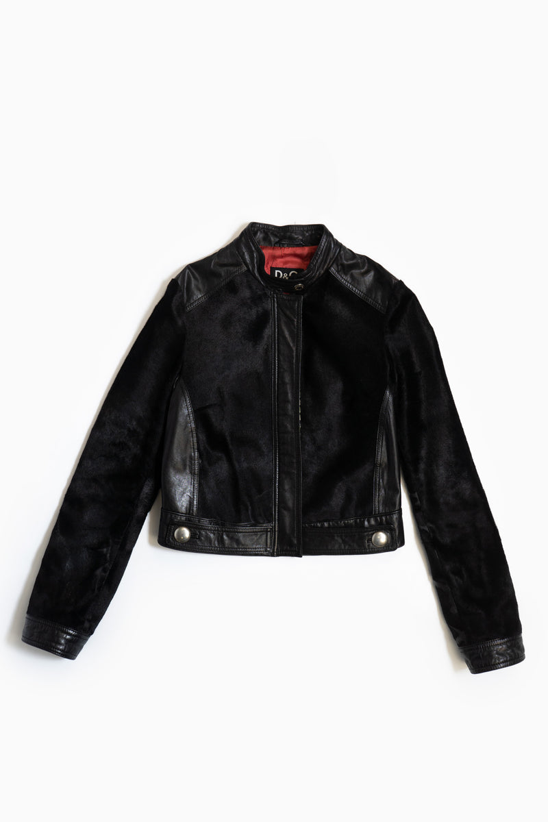 Dolce and Gabbana Black Leather Jacket In Black