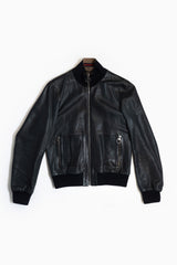 Gucci Leather Jacket In Navy
