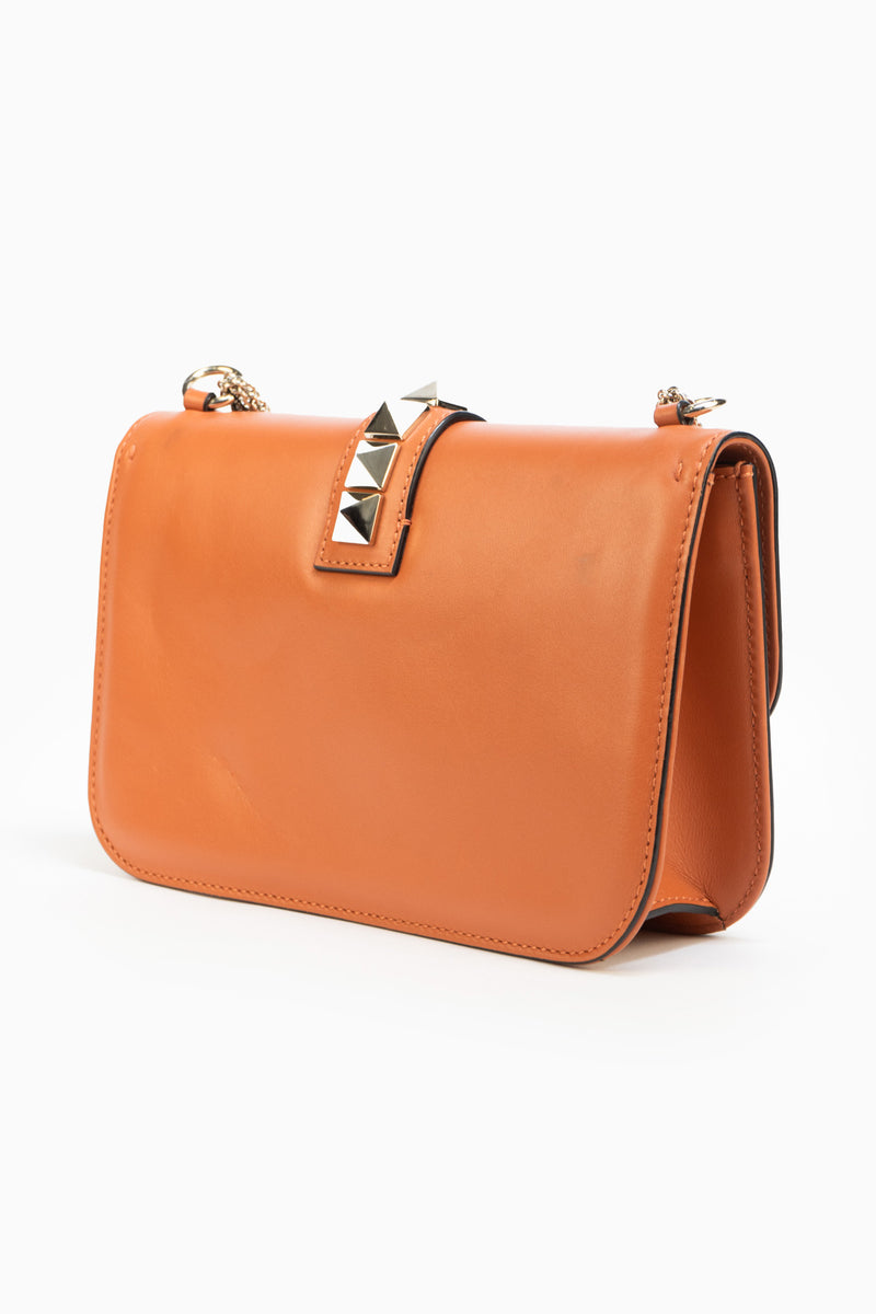 Valentino Rockstud Glam Lock Bag in Orange