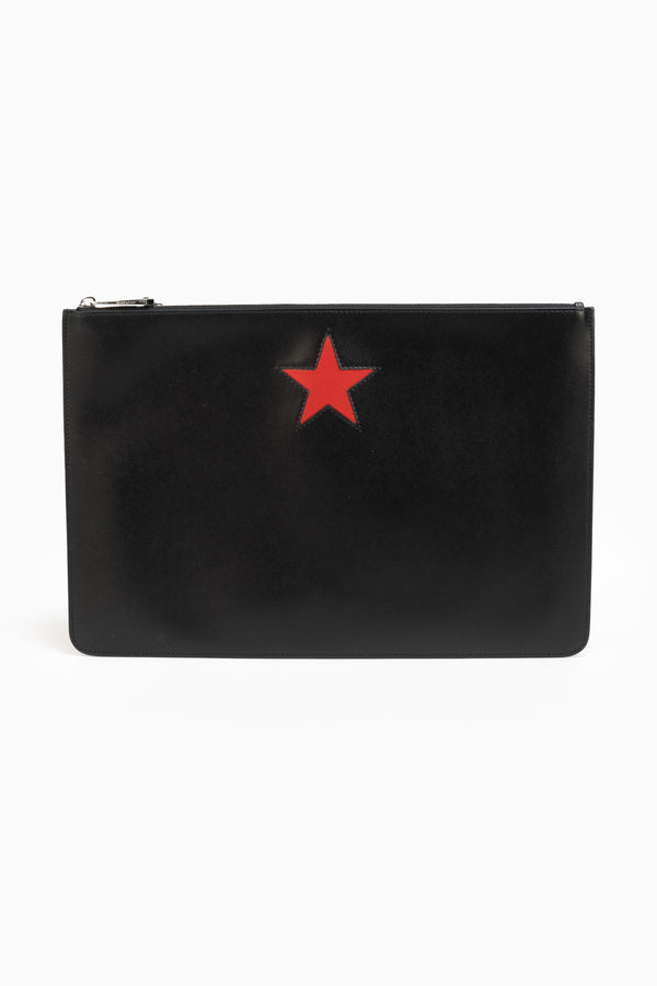 Givenchy Red Star Clutch Bag With Box