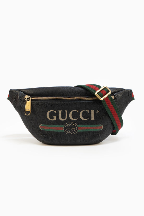 Gucci Calfskin Logo Belt Bag In Black