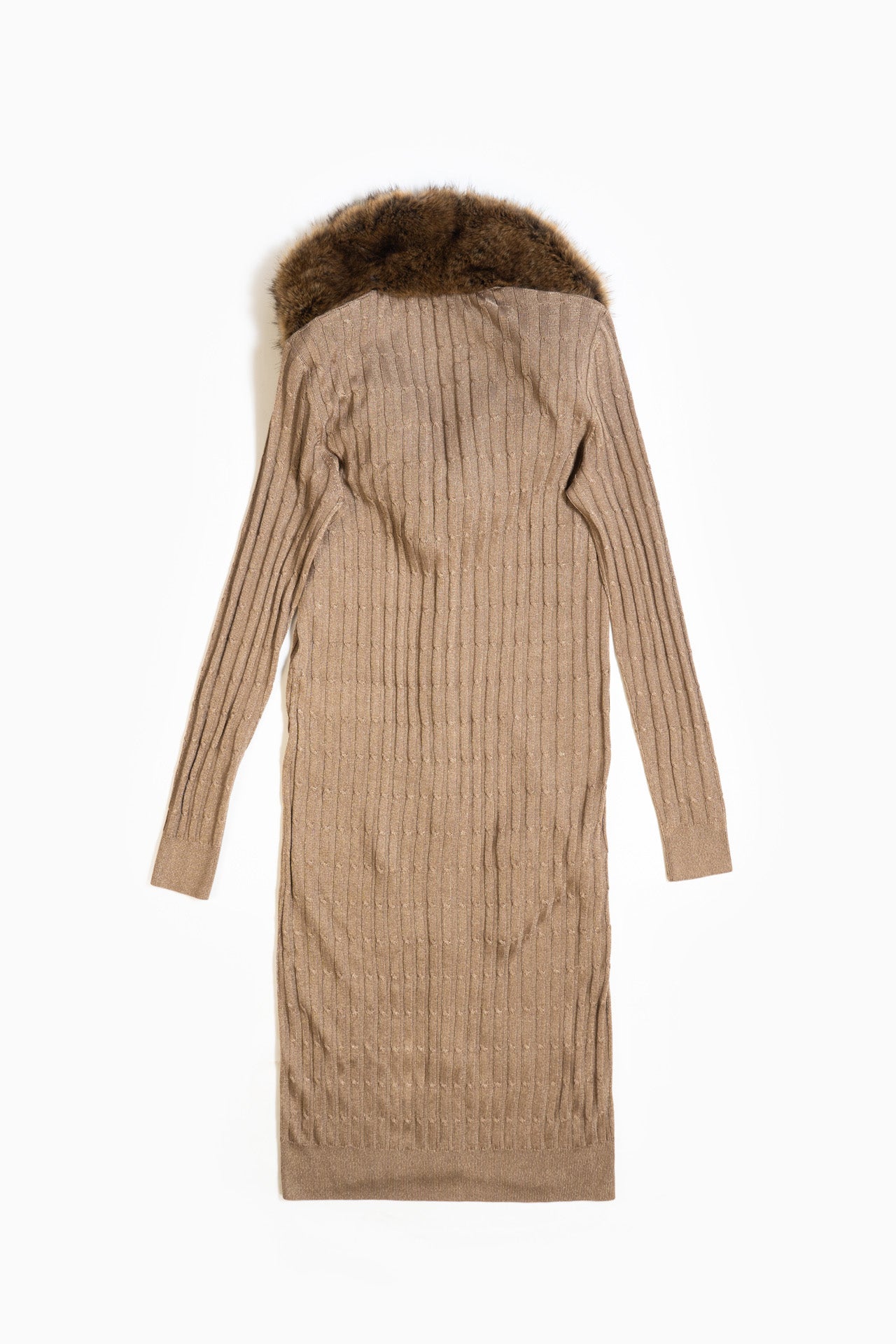 Saint Laurent Cardigan Knit Dress In Brown