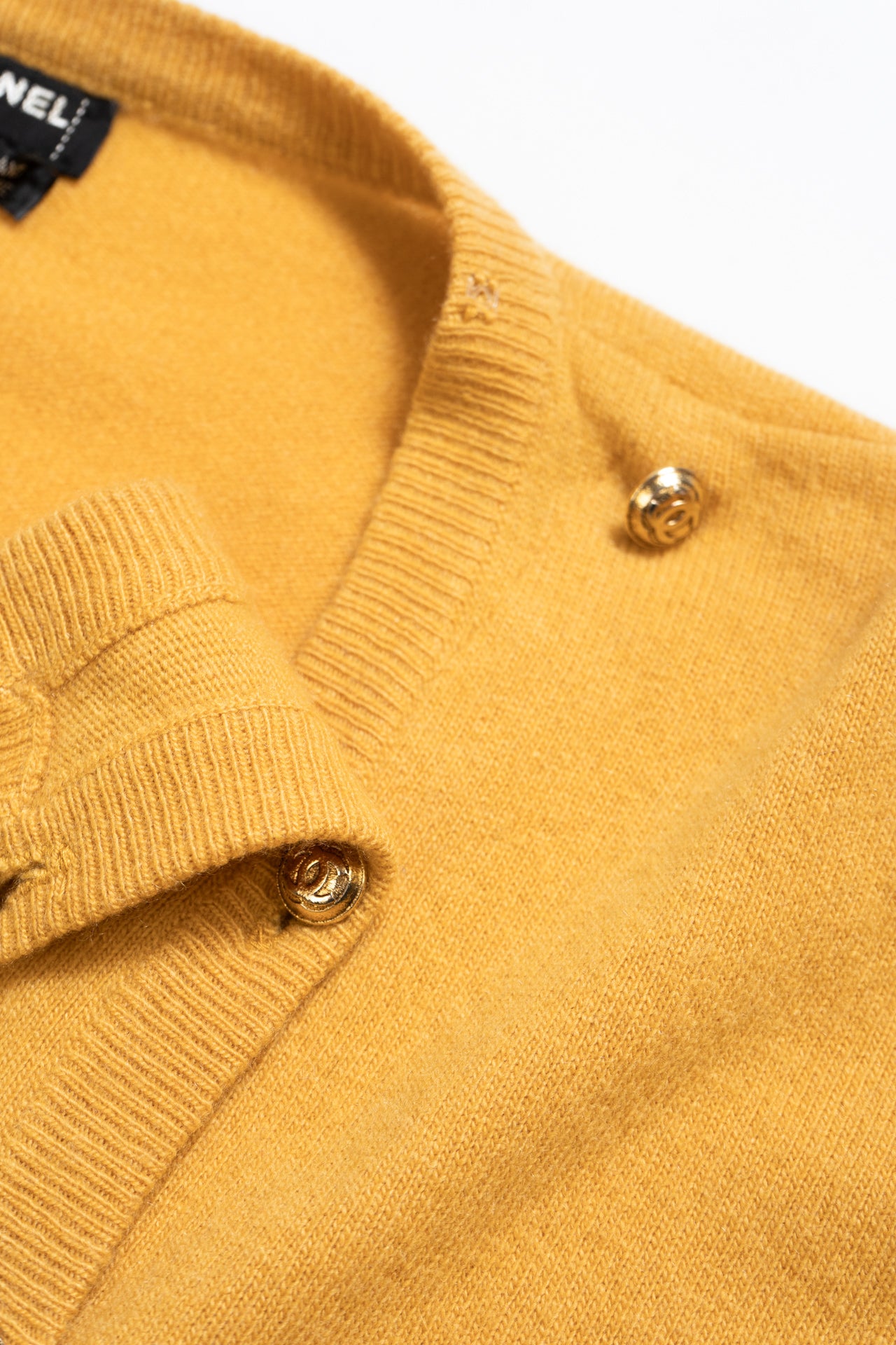 Chanel Yellow Vintage Jumper With Gold Buttons