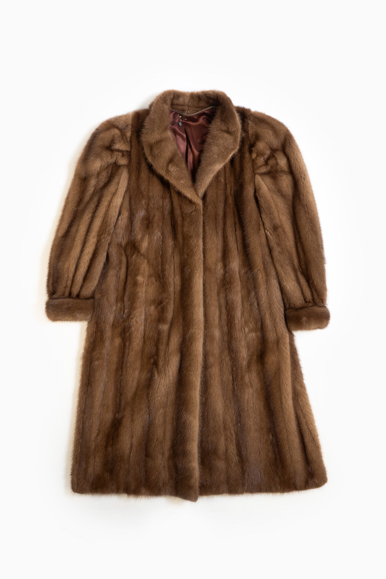 Vintage Fur Long Coat In Brown