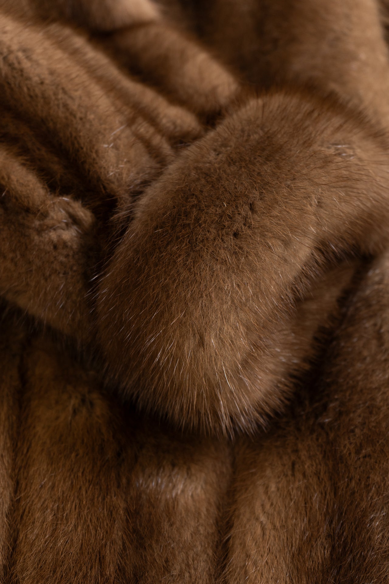 Vintage Fur Long Coat In Brown