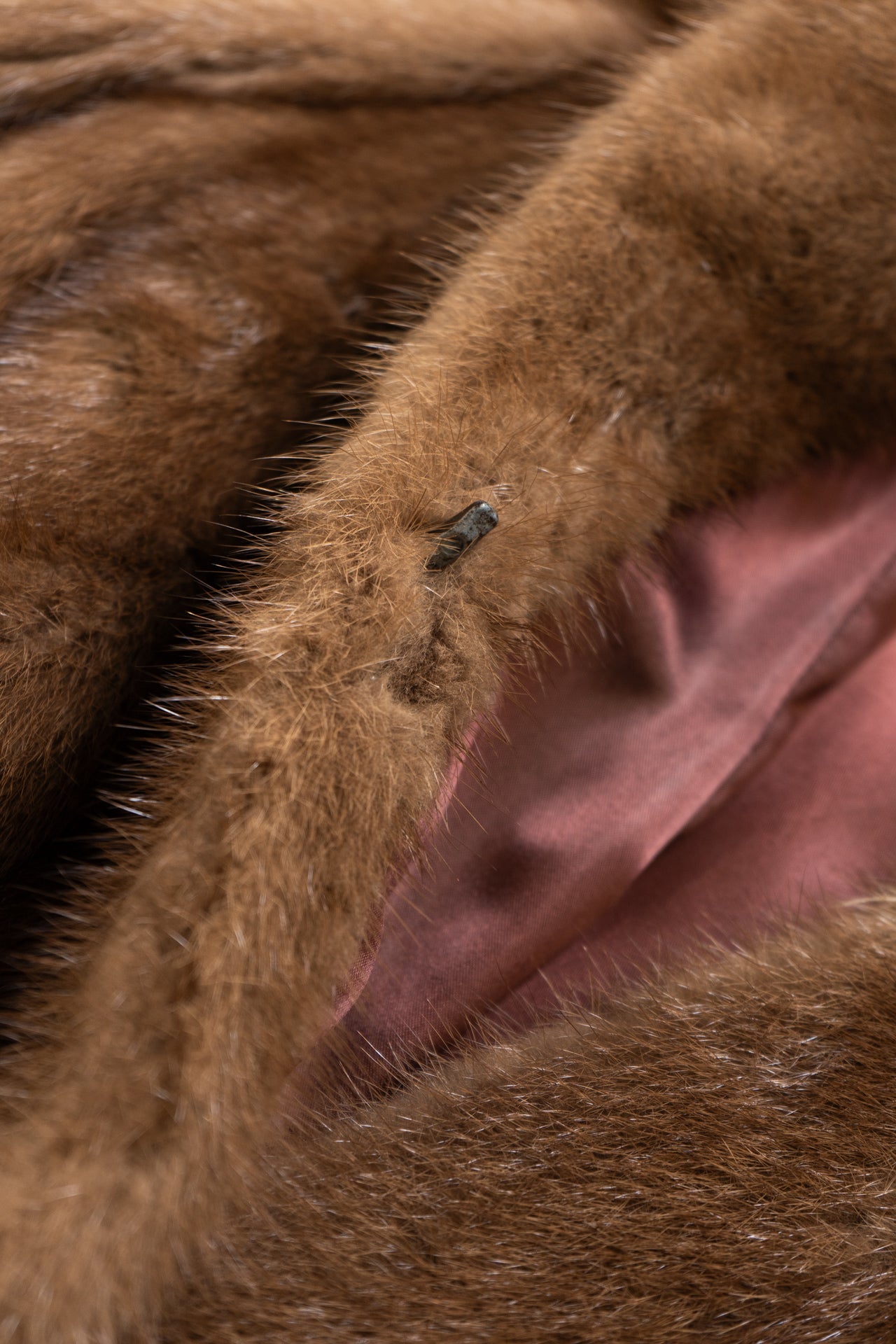 Vintage Fur Long Coat In Brown