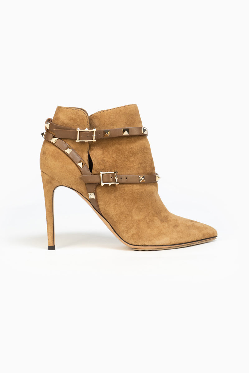 Valentino Rockstud Double Buckle Ankle Boots- Size 37