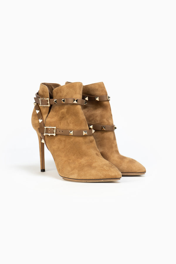 Valentino Rockstud Double Buckle Ankle Boots- Size 37