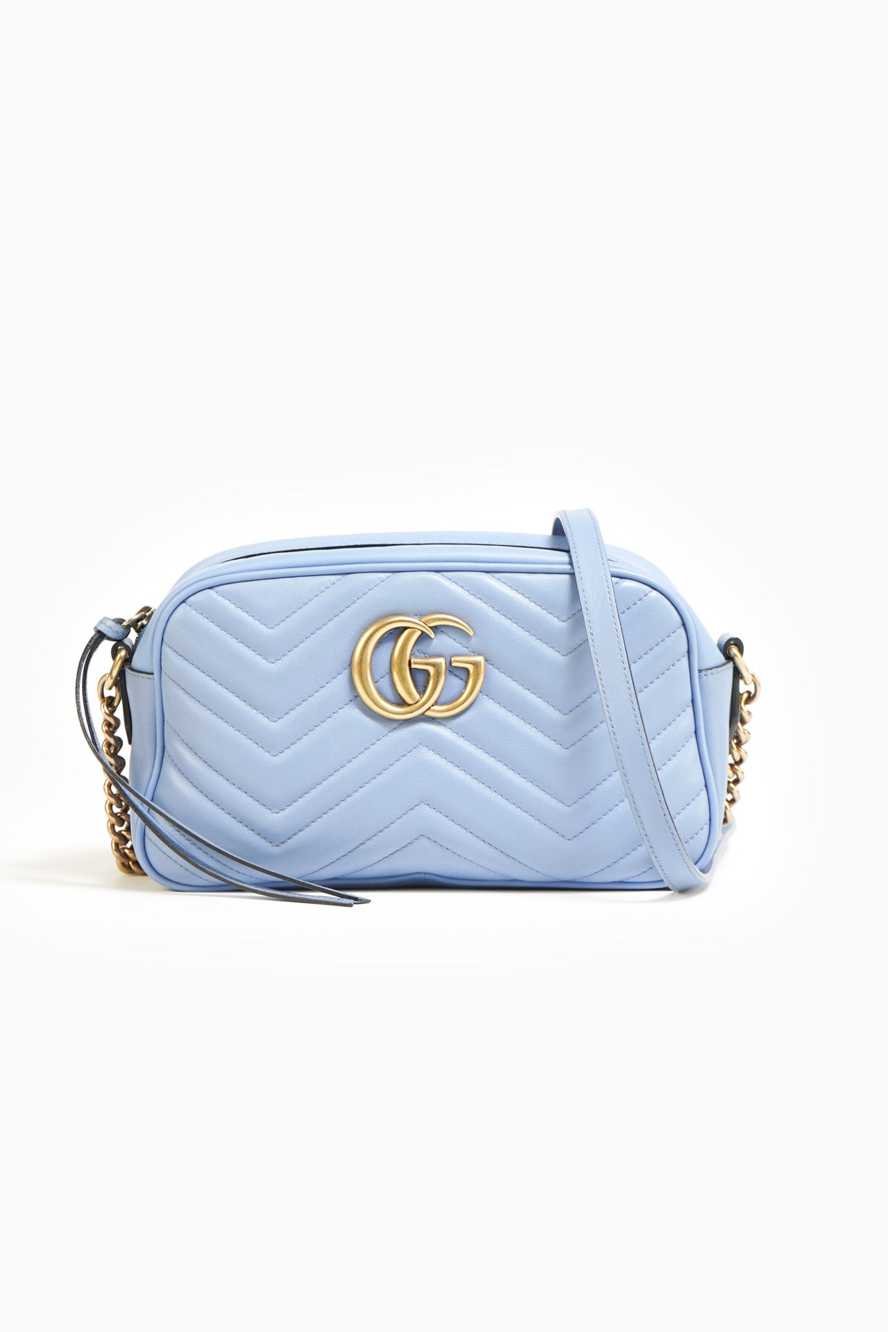 Gucci GG Marmont Small Leather Crossbody Bag In Blue