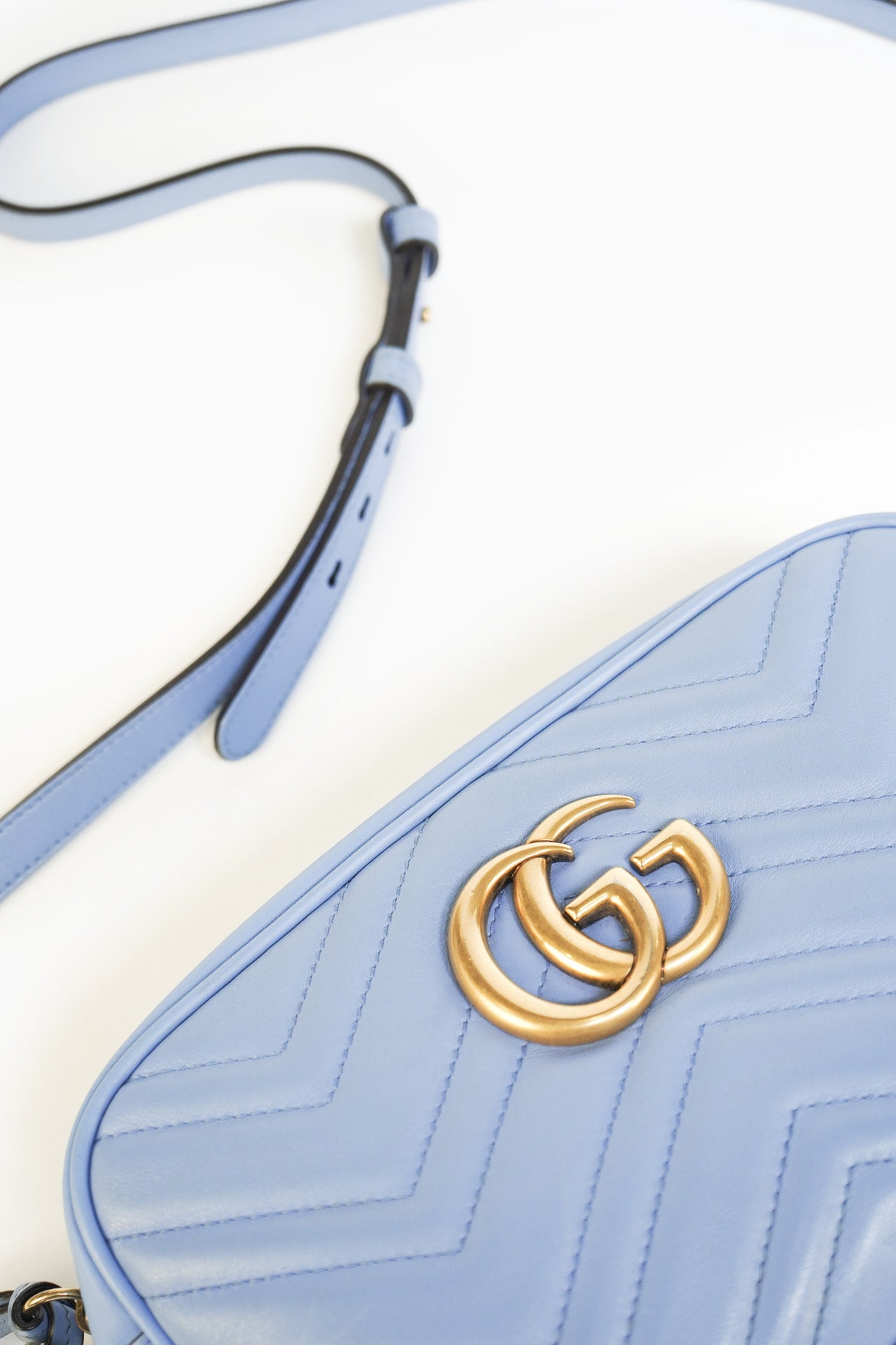 Gucci GG Marmont Small Leather Crossbody Bag In Blue