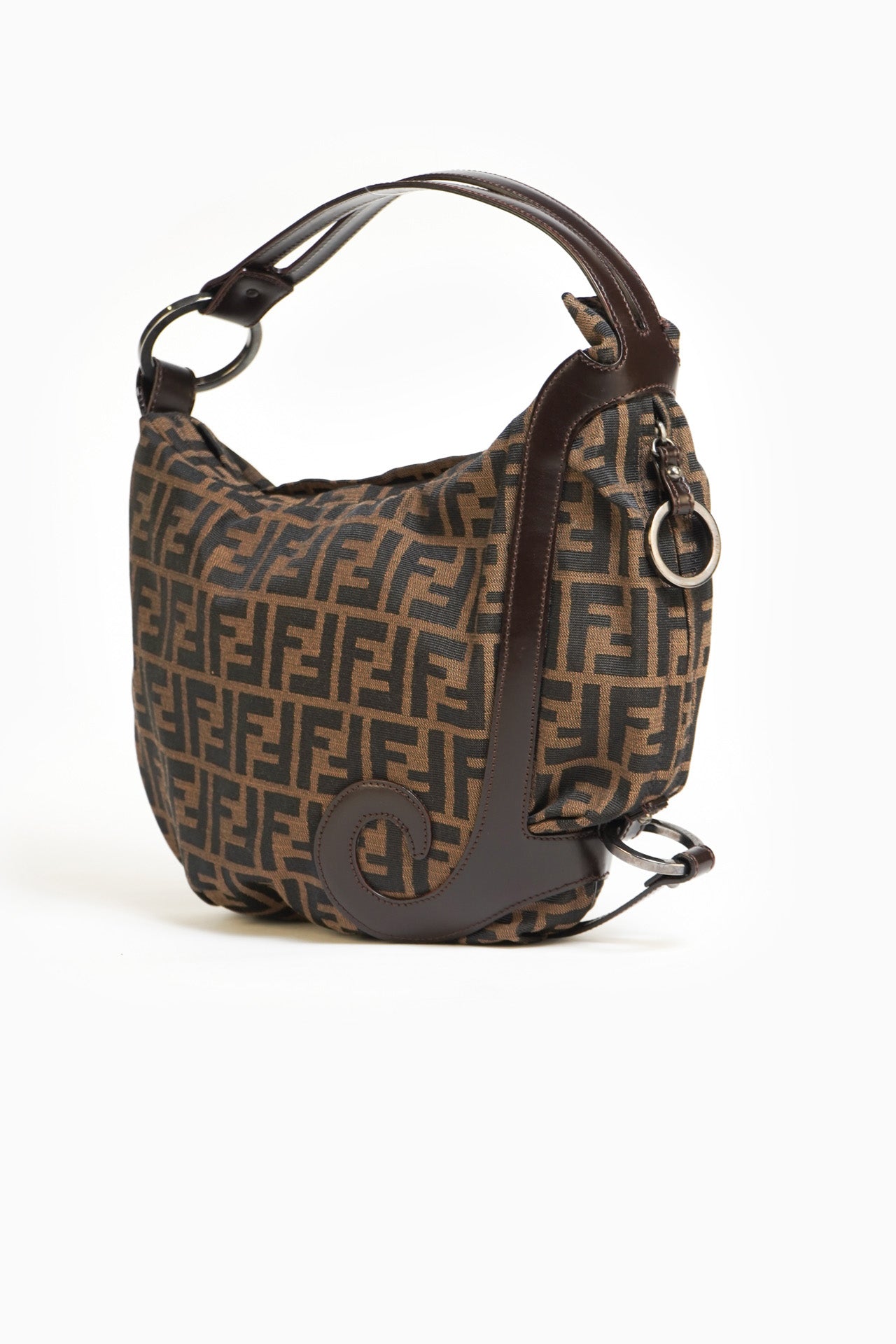 Fendi Monogram Croissant Shoulder Bag In Brown