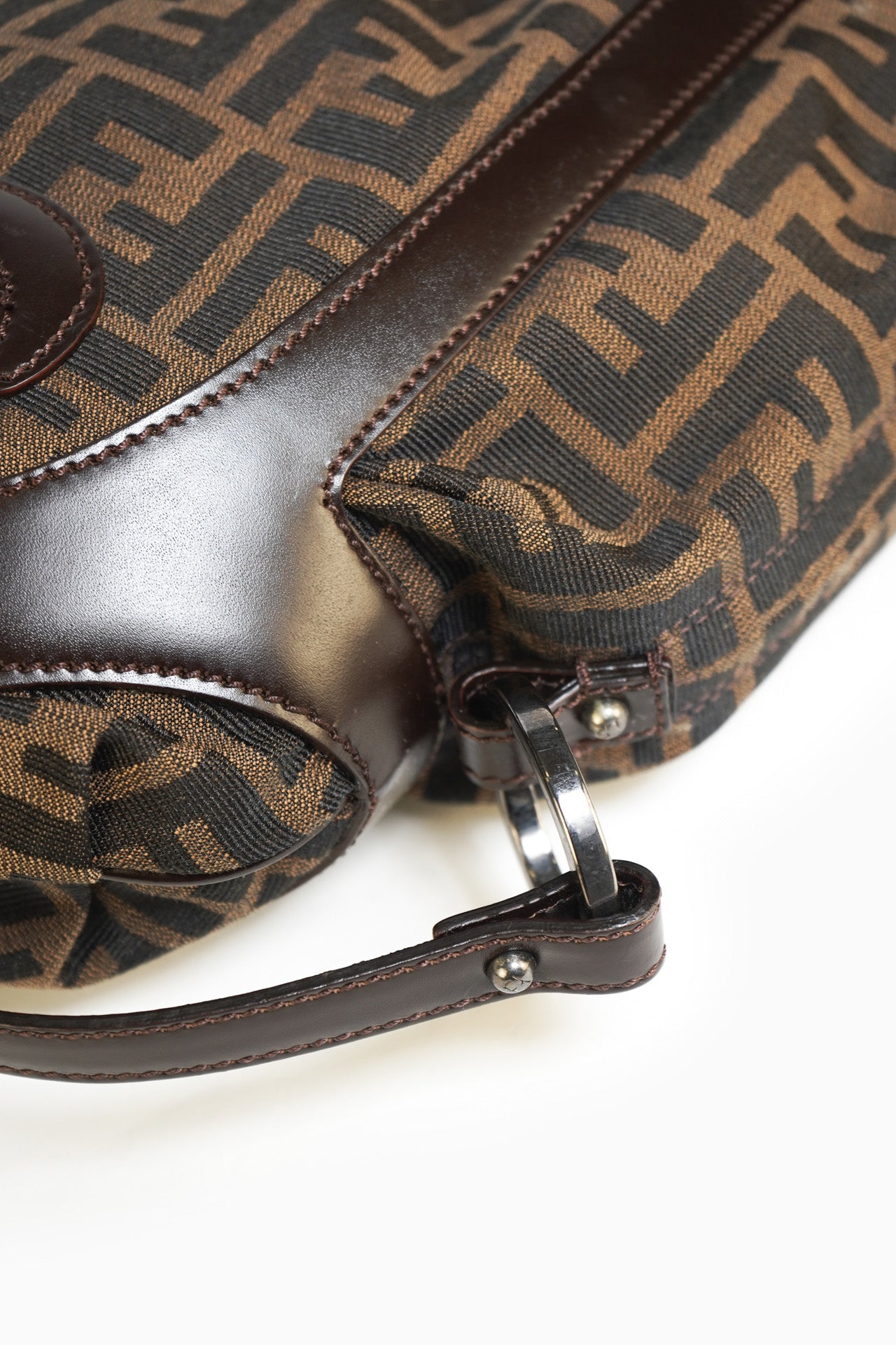 Fendi Monogram Croissant Shoulder Bag In Brown