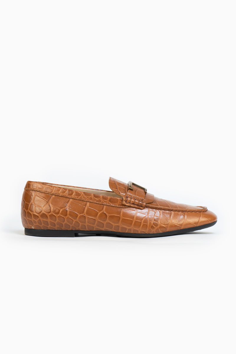 Tod's Crocodile Loafers In Brown- Size 38