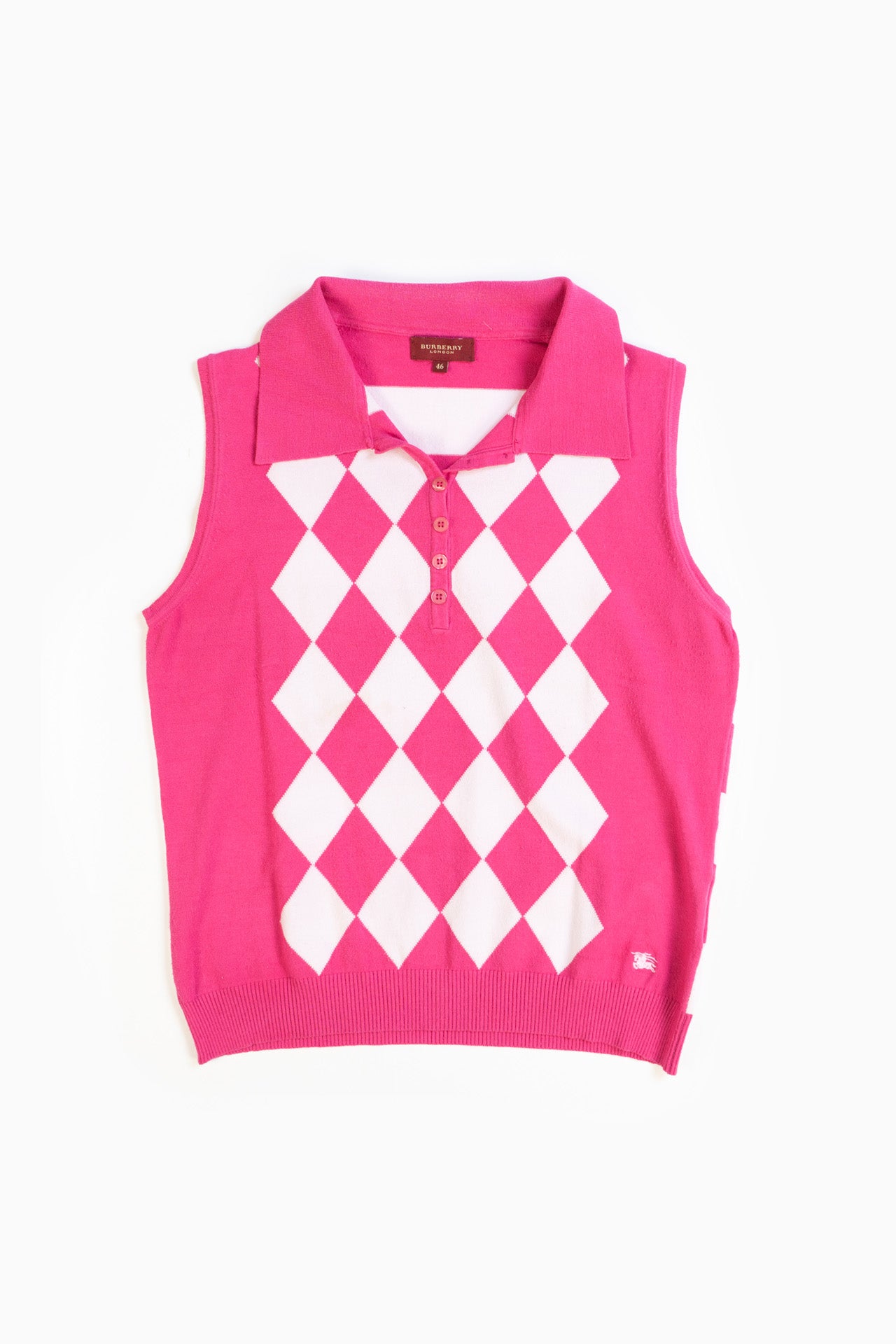 Burberry Check Pink and White Polo Shirt