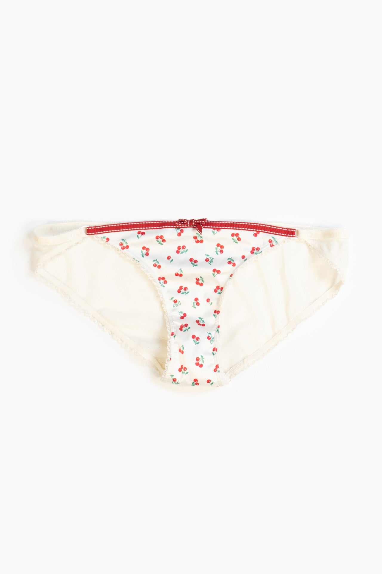 Dolce&Gabbana Cherry Mesh White Panties - M