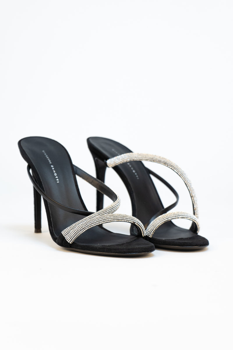 Giuseppe Zanotti  Croisette Crystal Black Shoes- Size 38