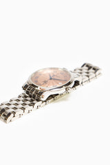 BURBERRYS SILVER AND ROSE GOLD VINTAGE WATCH - WITH METALLIC BRACELET