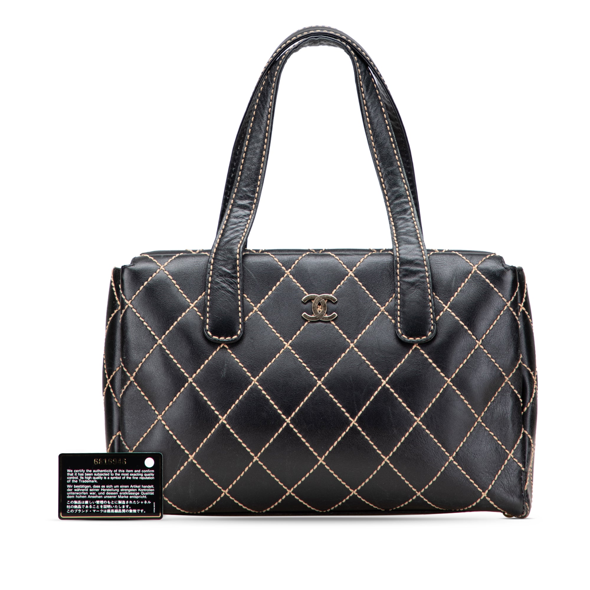 Chanel Medium CC Calfskin Wild Stitch Tote In Black Chanel Medium CC Calfskin Wild Stitch Tote In Black