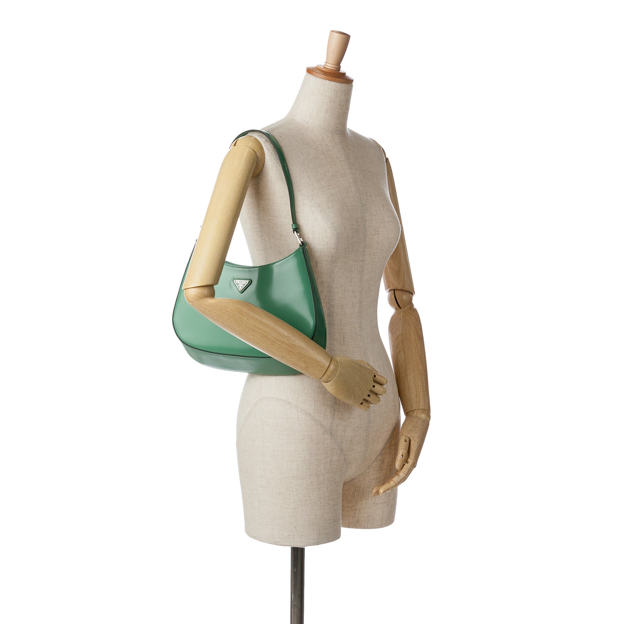 Prada Spazzolato Cleo Shoulder Bag In Green