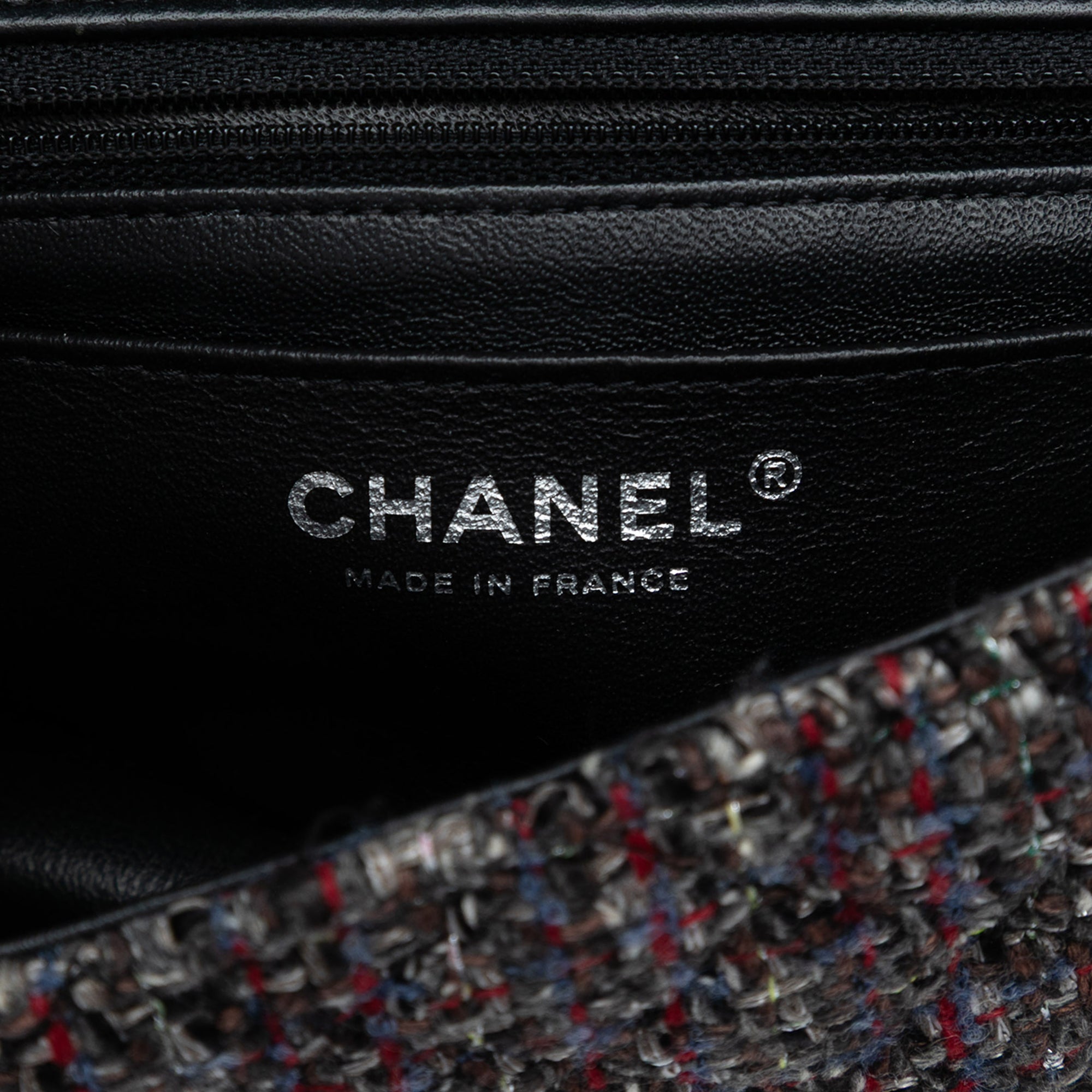 Chanel Mini Rectangular Classic Tweed Braided Single Flap Black