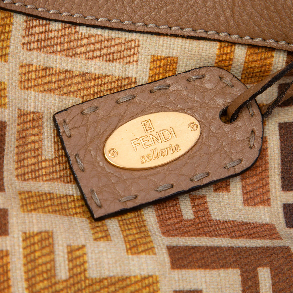Fendi  canvas selleria satcher bag with strap