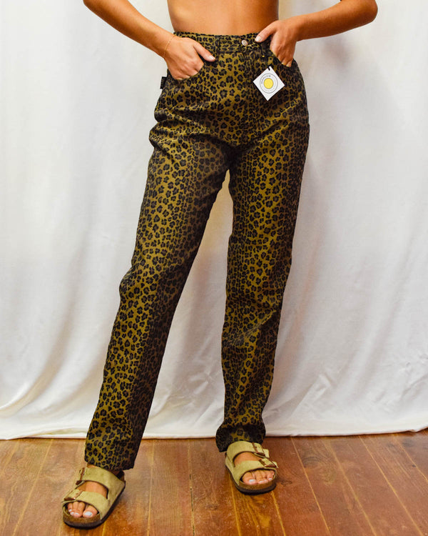 Calça cintura alta Fendi vintage padrão leopardo original - 38