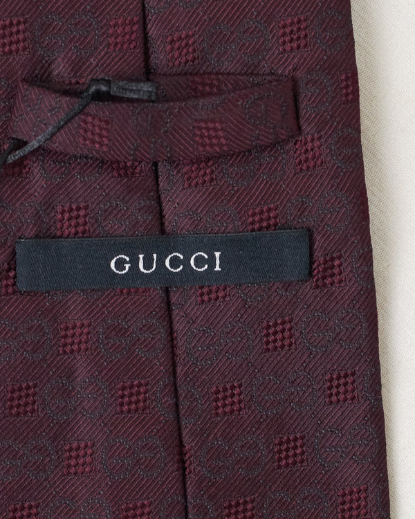 Gucci Bordeaux Monogram Tie