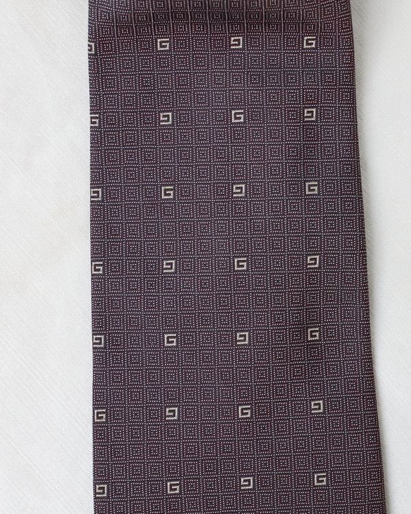 Gucci GG Monogram Brown And Red Tie