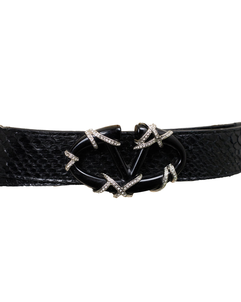 Valentino Garavani Black Snake Belt - Size 36