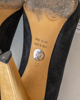 Salto agulha Dolce&amp;Gabbana Camurça Preta Dourada - tamanho 37 - com caixa original