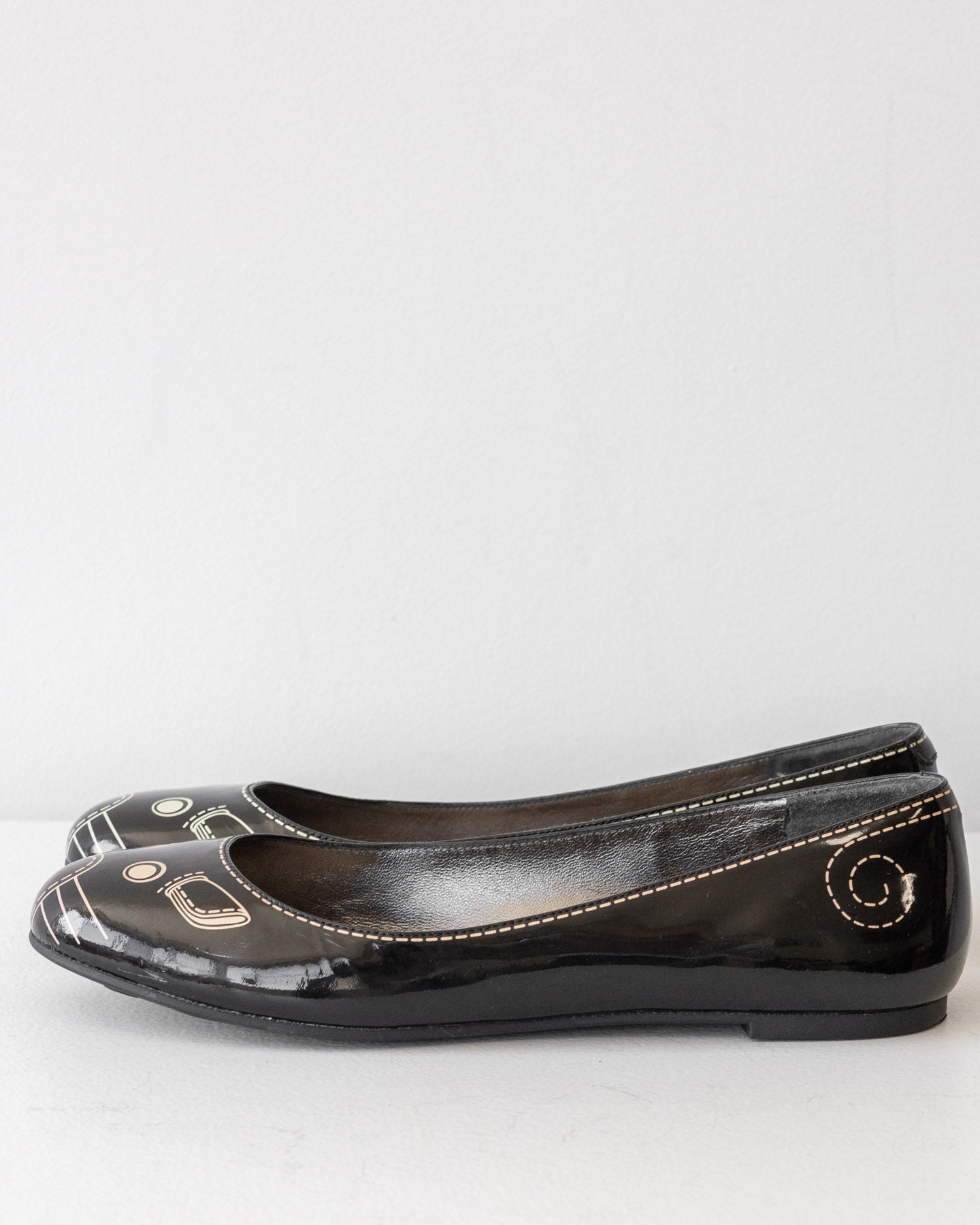 Sapatilhas Marc by Marc Jacobs Black Mouse Ballet em vinil - tamanho 38