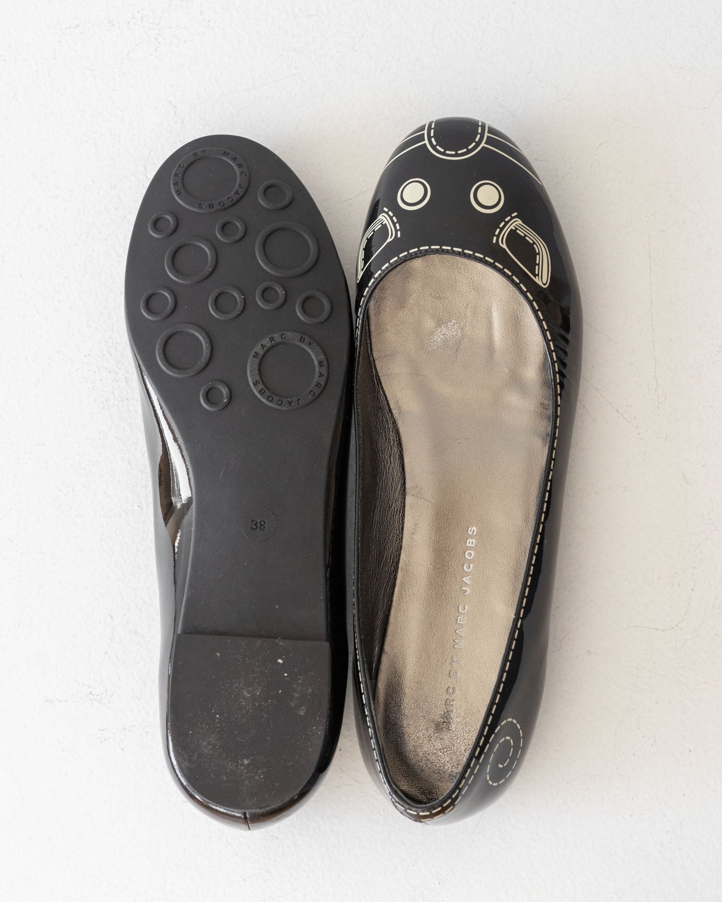 Sapatilhas Marc by Marc Jacobs Black Mouse Ballet em vinil - tamanho 38