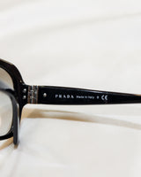 Prada rectangle black sunglasses with metal details - with box