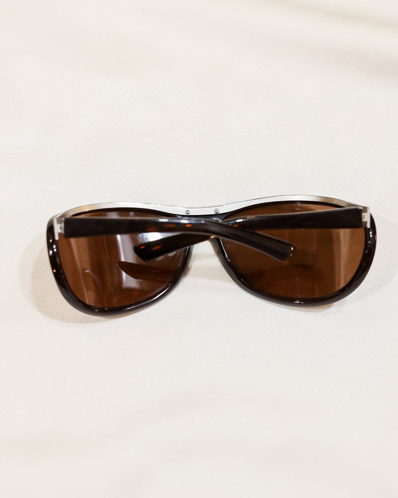 Óculos de Sol Bottega Veneta em Acetato Marrom com detalhes em metal - com caixa