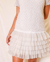 RED VALENTINO WHITE DRESS WITH  EMBROIDERY AND LACE