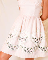 RED VALENTINO PINK DRESS WITH EMBROIDERY