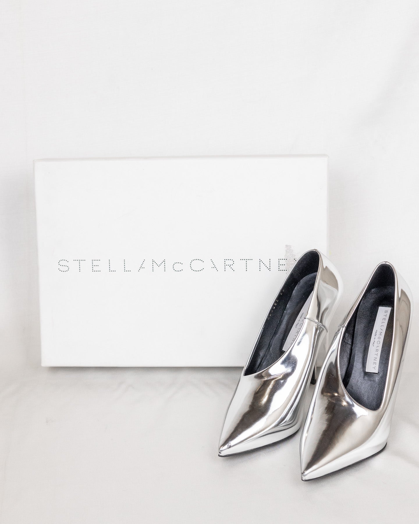 Salto Hackney Metallic Indium Stella McCartney com caixa - tamanho 35