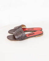 Carolina Herrera Brown and Red Leather Mules - size 39