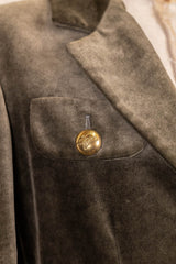 Burberry Vintage Dark Green Velvet Blazer with golden buttons