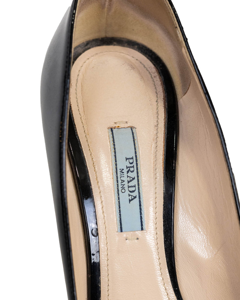 Prada Black Patent Leather Heels- Size 38.5