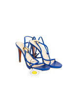 Versace Blue Heels Sandals Gold Detail With Dust Bag- Size 38.5