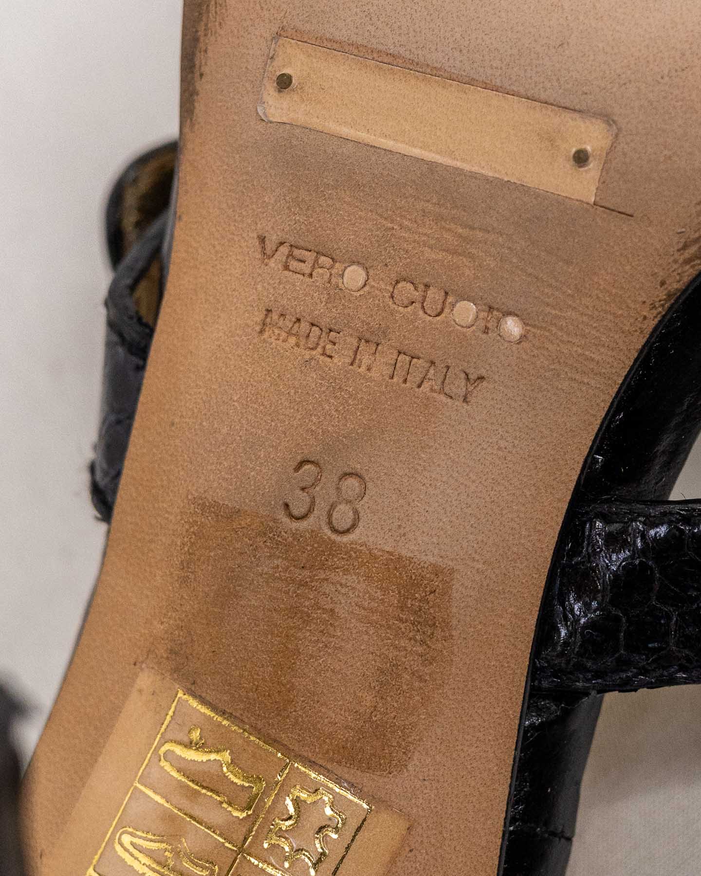 Sandália aberta de couro Dolce&amp;Gabbana em preto - tamanho 38 com caixa